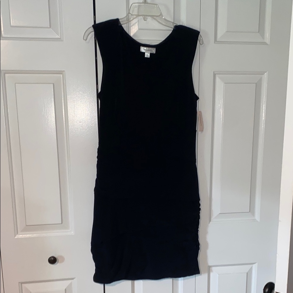 Dress Barn Black Sleeveless Crew Neck Sheath Midi